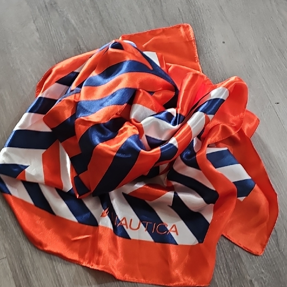 Nautica Orange and Blue Chevron Scarf - Picture 8 of 9